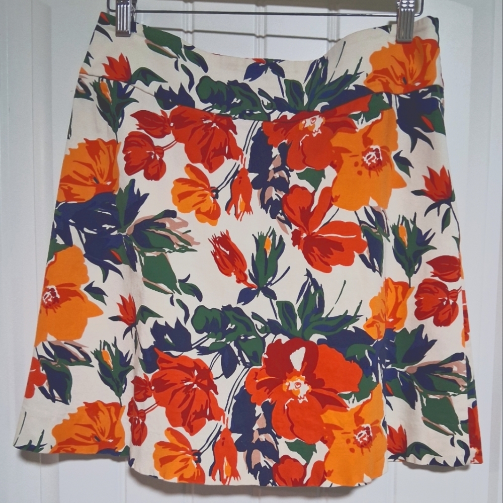 Oscar De La Renta Cotton Stretch Floral Skirt | Size 6